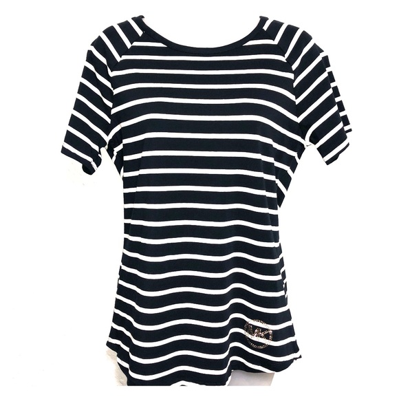 Michael Kors Tops - Michael Kors Navy Blue and White Striped T-Shirt